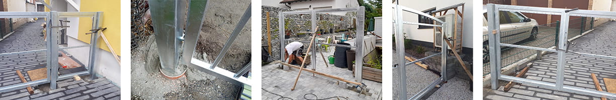 Ihr Tor selbst einbauen mit unserer Anleitung Schritt für Schritt Pfosten einbetonieren und Tor ausrichten