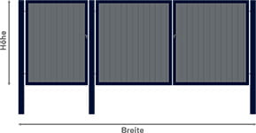 Illustration: Dreiflügeliges Tor mit Kunststofffüllung (Mikupan), blickdicht