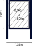 Illustration einer Tür (Stahlrahmen) für Sichtschutzzaunelemente aus dem Baumarkt