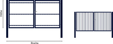 Tor, zweiflügelig, für Holzbeplankung vorbereitet, alternativ mit Stabfüllung