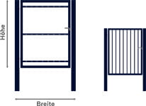 Illustration einer Stahlrahmentür für Holzbeplankung oder mit Stabfüllung
